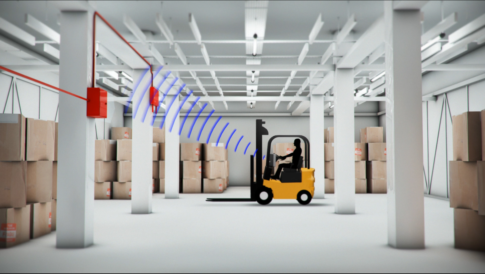 3D rendering animation Liverpool, warehouse forklift visualisation by Yellow