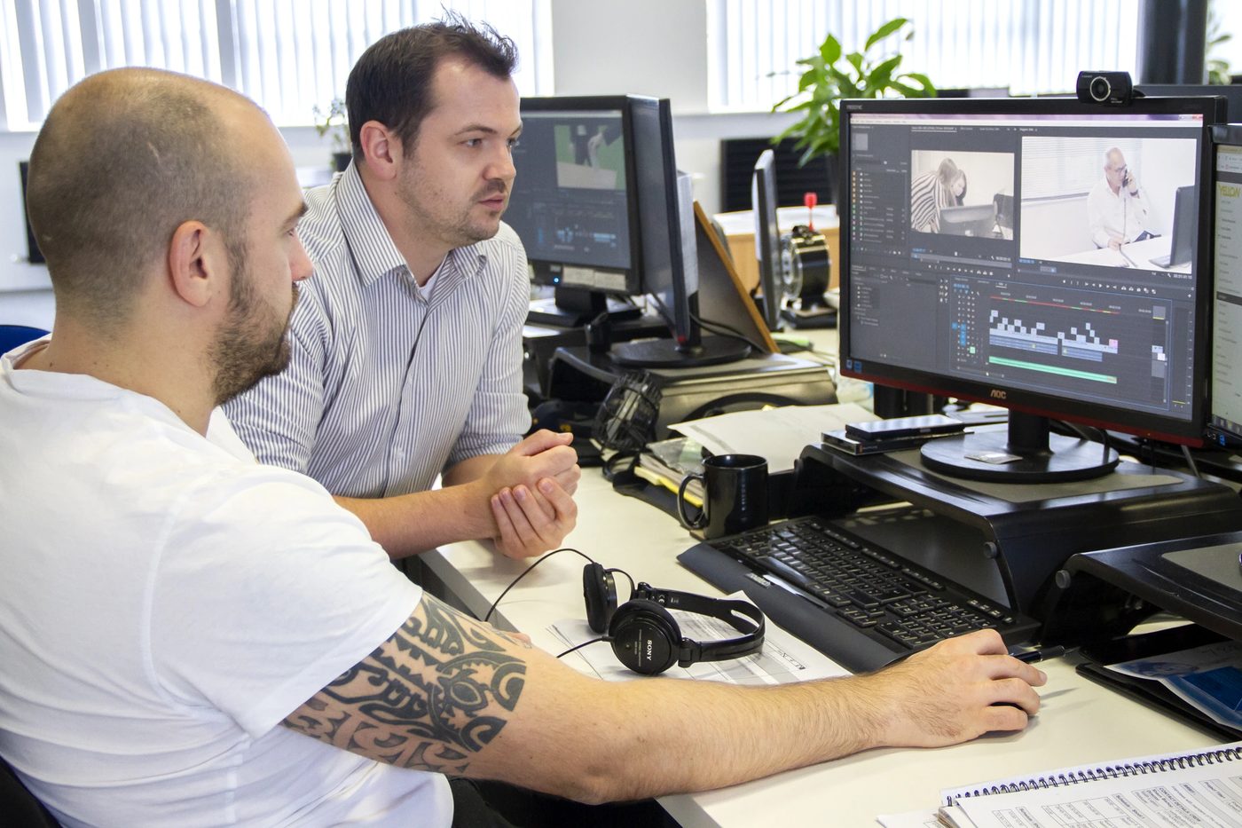 Editing a client film on Adobe Premiere in Yellow's Liverpool edit suite