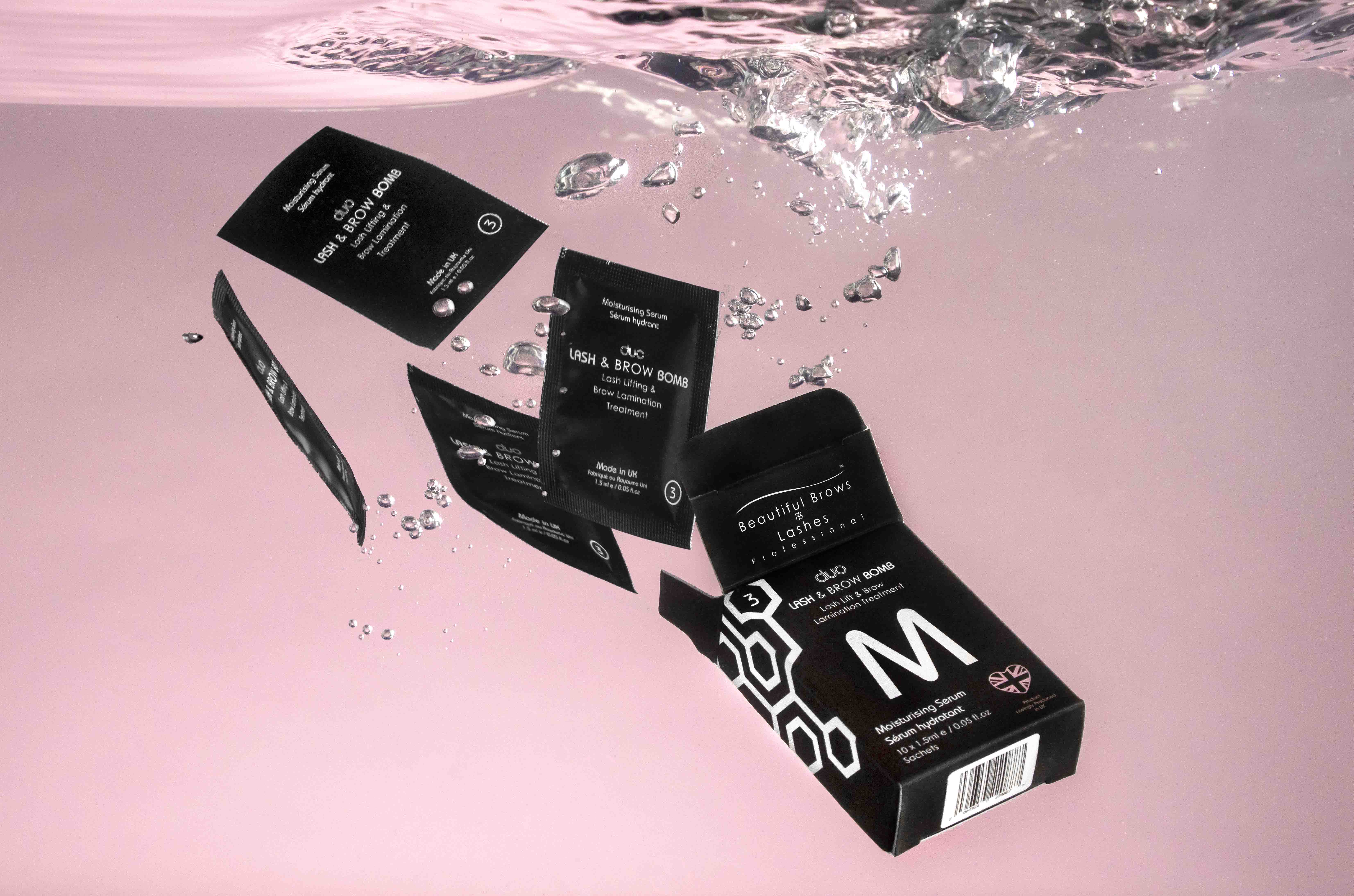 Beauty product photography Liverpool, lash and brow product splash shoot by Yellow